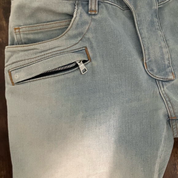 balmain blue biker spray jeans in 151 lt blue 34 M - Picture 7 of 14